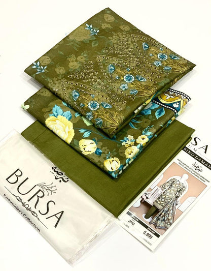 (BURSA BRAND Opening DESIGNS 2025)  BURSA 💯 Orginal DAMAN BORING Embroidery 3pc Collection