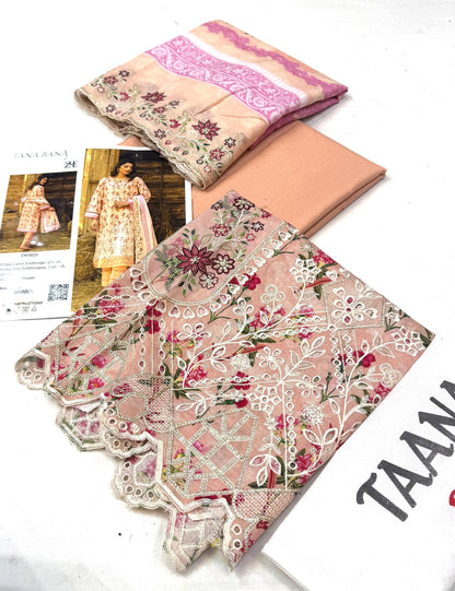 Taana Baana   💯 Original 3pc Printed Boring Embroidery Collection  Fabric 90/88 lawn