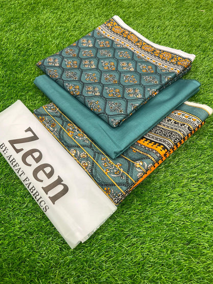 ZEEN  LAWN 3PC WITH ZARI DUPTA.