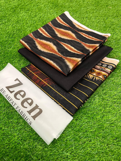 ZEEN  LAWN 3PC WITH ZARI DUPTA.