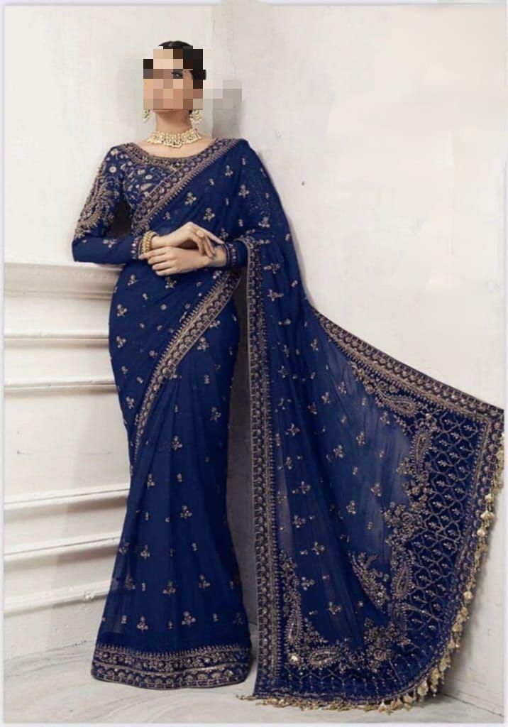 Maria b saree wedding collection 2024  4 colours available