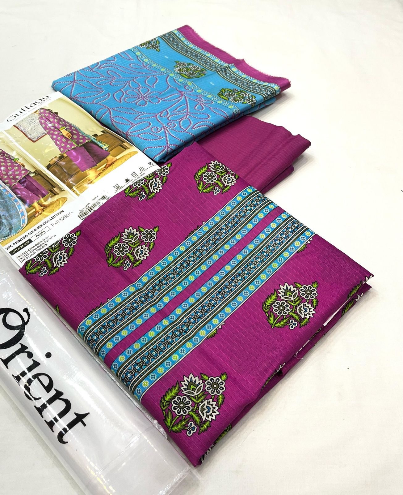 Orient 💯 Original 3pc Printed lawn  Collection   Fabric Bana Doriya lawn