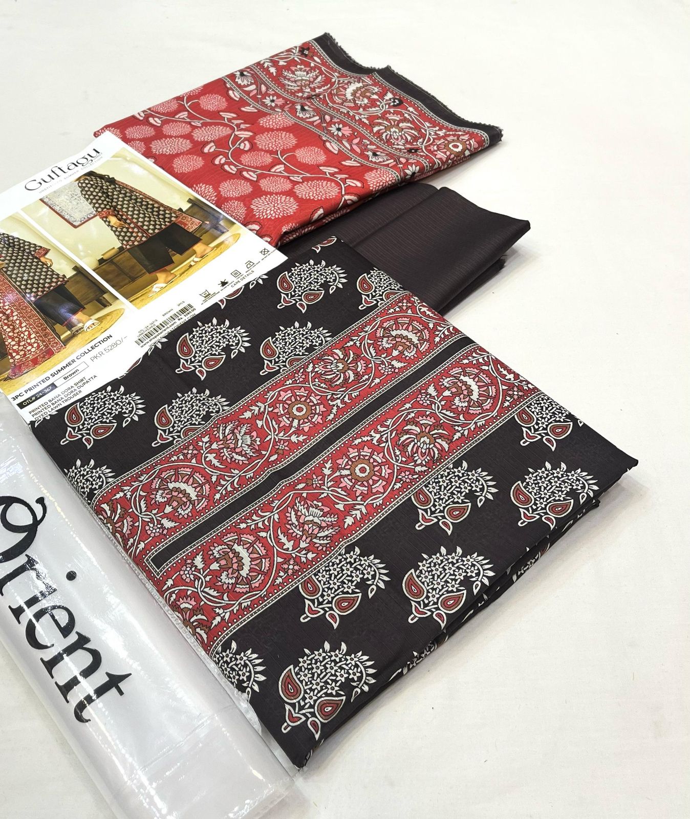 Orient 💯 Original 3pc Printed lawn  Collection   Fabric Bana Doriya lawn