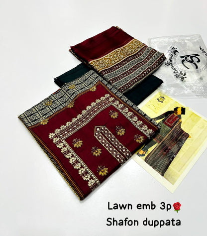 Branded lawn 🌹 3p Embroidery collection