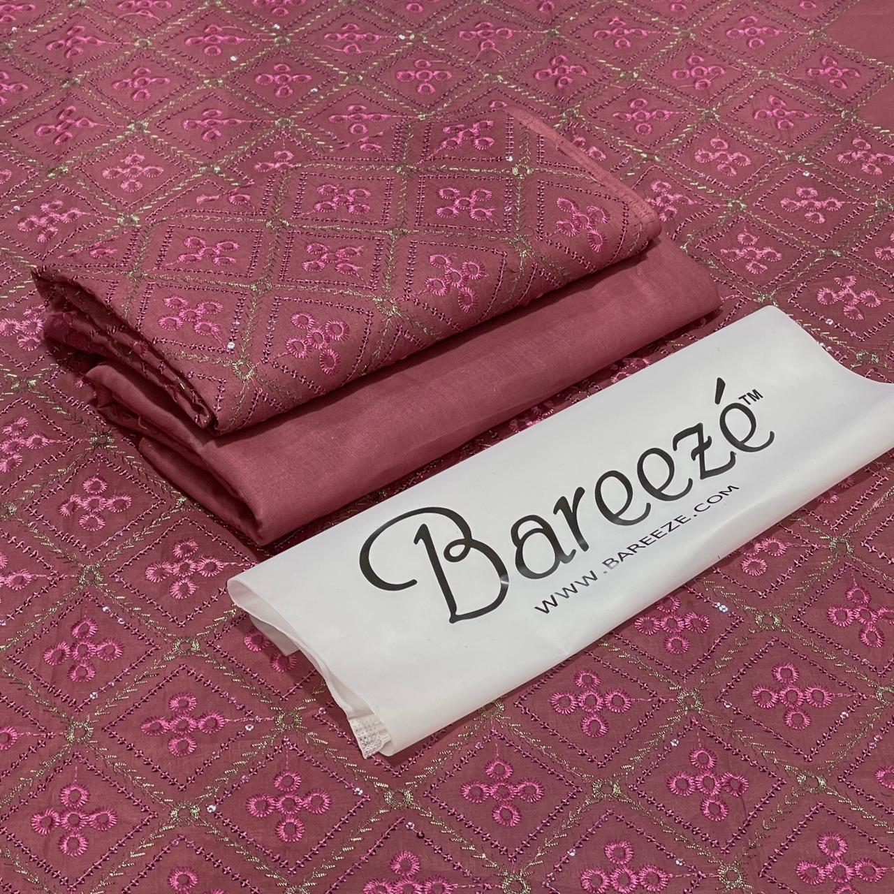 BAREEZE   ( Opening Lawn 2025)  BAREEZE lawn EMB COLLECTION  2pc Suits      FABRIC 90/70 lawn