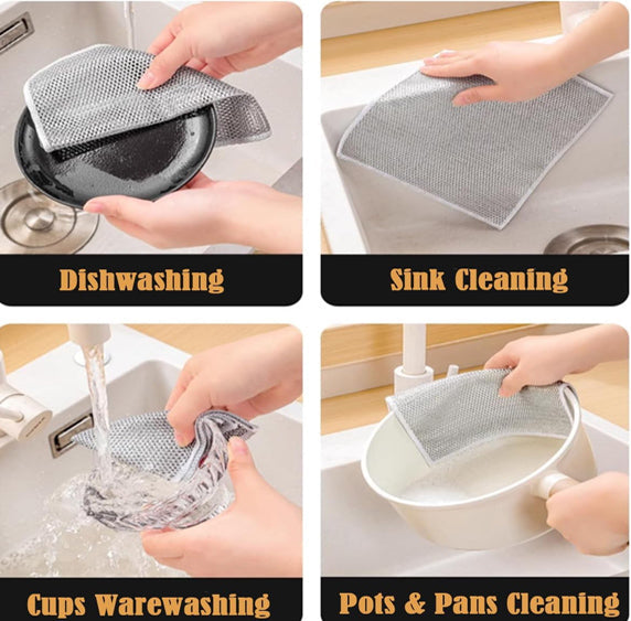 Wire Dishwashing Rags For Wet & Dry - Pack Of 5