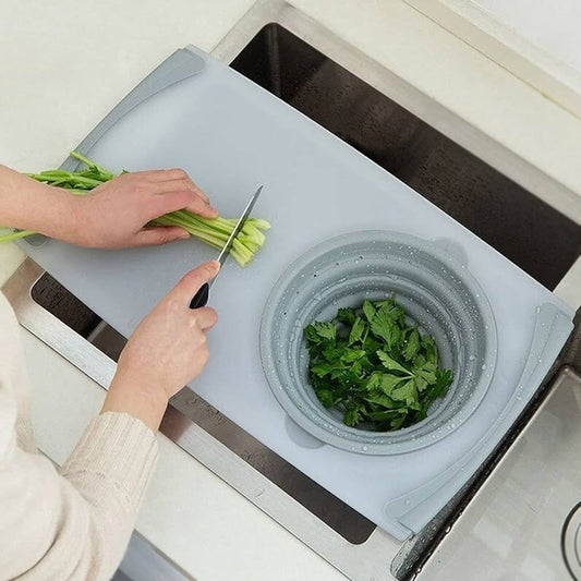 Sink Cutting Chopping Board With Draining Storage Basket