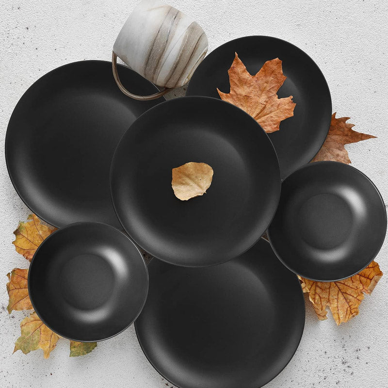 Stoneware Dinner Set Black (18 Pcs Set)