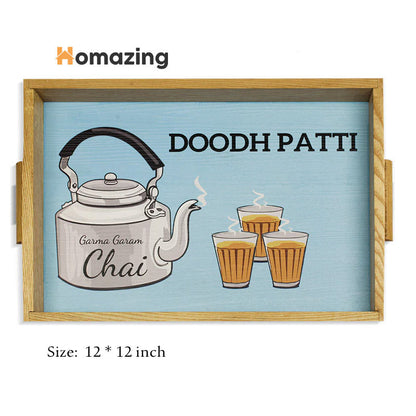 Doodh Patti Kettle Design Tray-Wooden