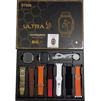 DT900 Ultra Smart Watch 49mm Display Smart Watch With 7 Straps & Crystal Case dt 900 random color