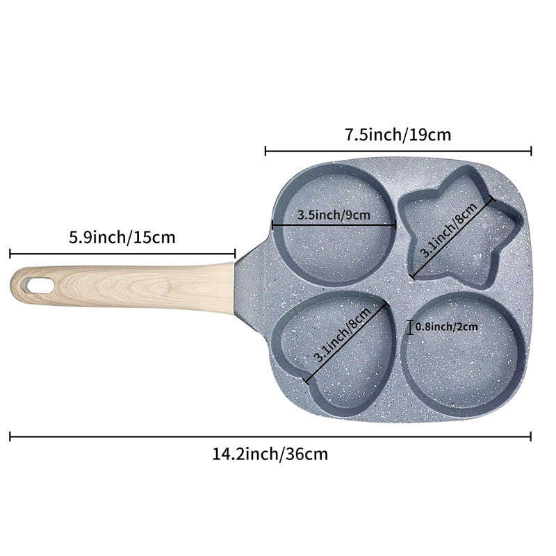 4 Holes Egg Frying Pan With Wood Handle