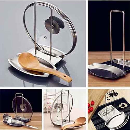 Lid And Spoon Stand Holder Stainless Steel