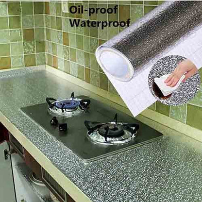 Oil Proof Aluminium Adhesive Sheet Stove Top - Silver - 60 x 200 cm