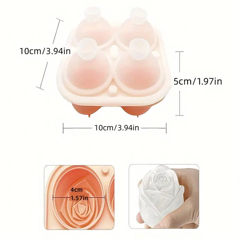 4-Grid Silicone Rose Ice Mold