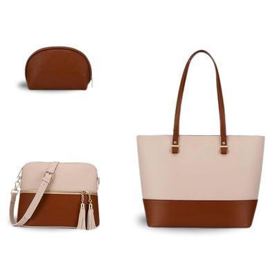 BagX - Grace Beige / Brown PU Leather Shoulderbag, Brown