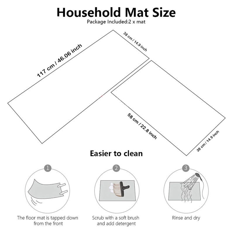 2Pcs Set Kitchen Floor Mat Non Slip-G