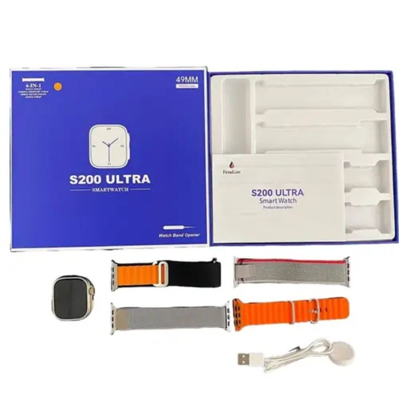 S200 ultra Smart Watch With 4 Straps (Random Color)