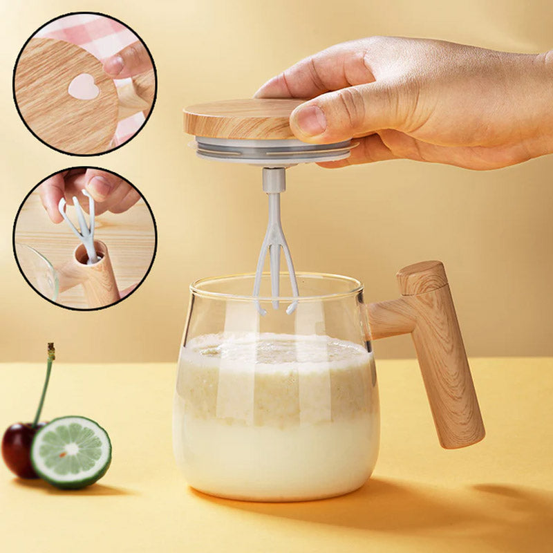 Self Stirring Borosilicate Glass Cup