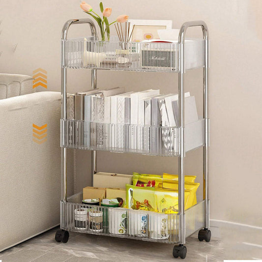 3 Tier Acrylic Trolley Storage Rack With Wheels