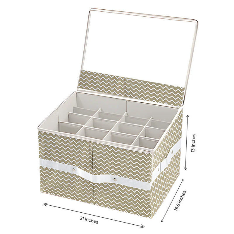 16-Pair Shoe Storage Organizer - White Stripe