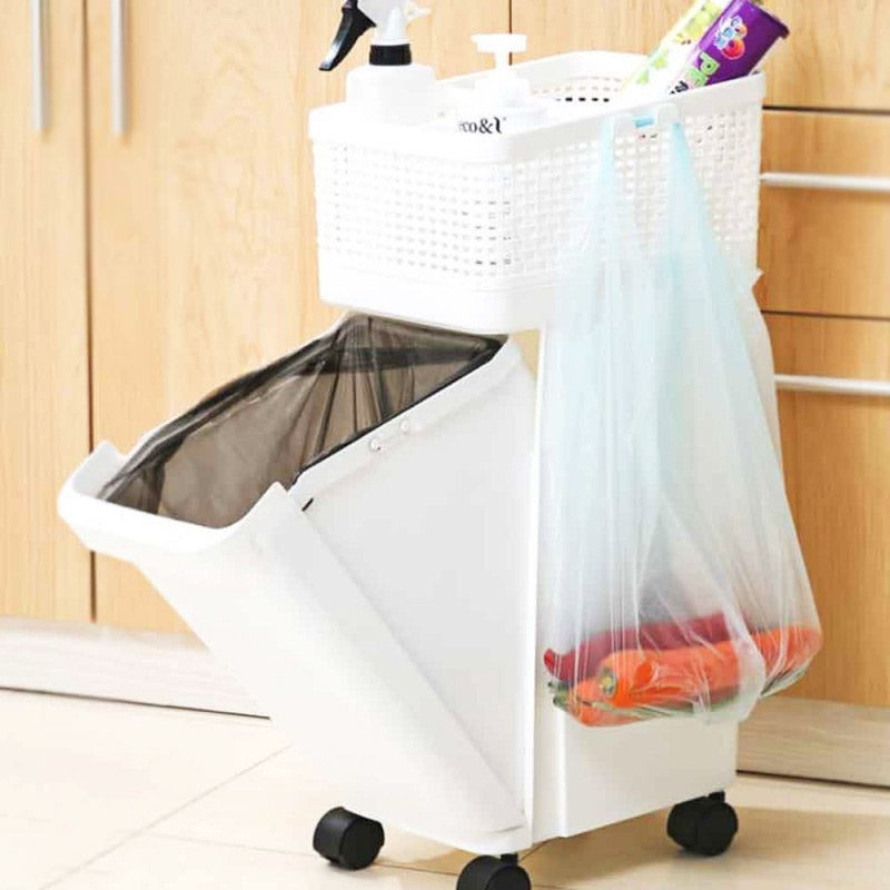 Vertical Storage & Trash  Dustbin with Wheels